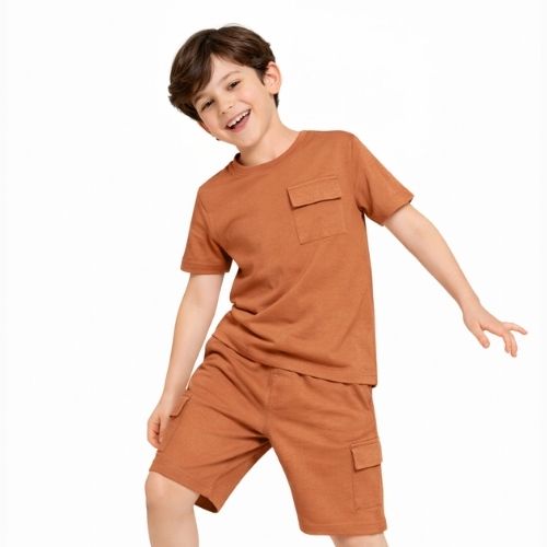 CHILINS Boys Oversize Relax Fit T-Shirt & Shorts Set – Casual Comfort Wear