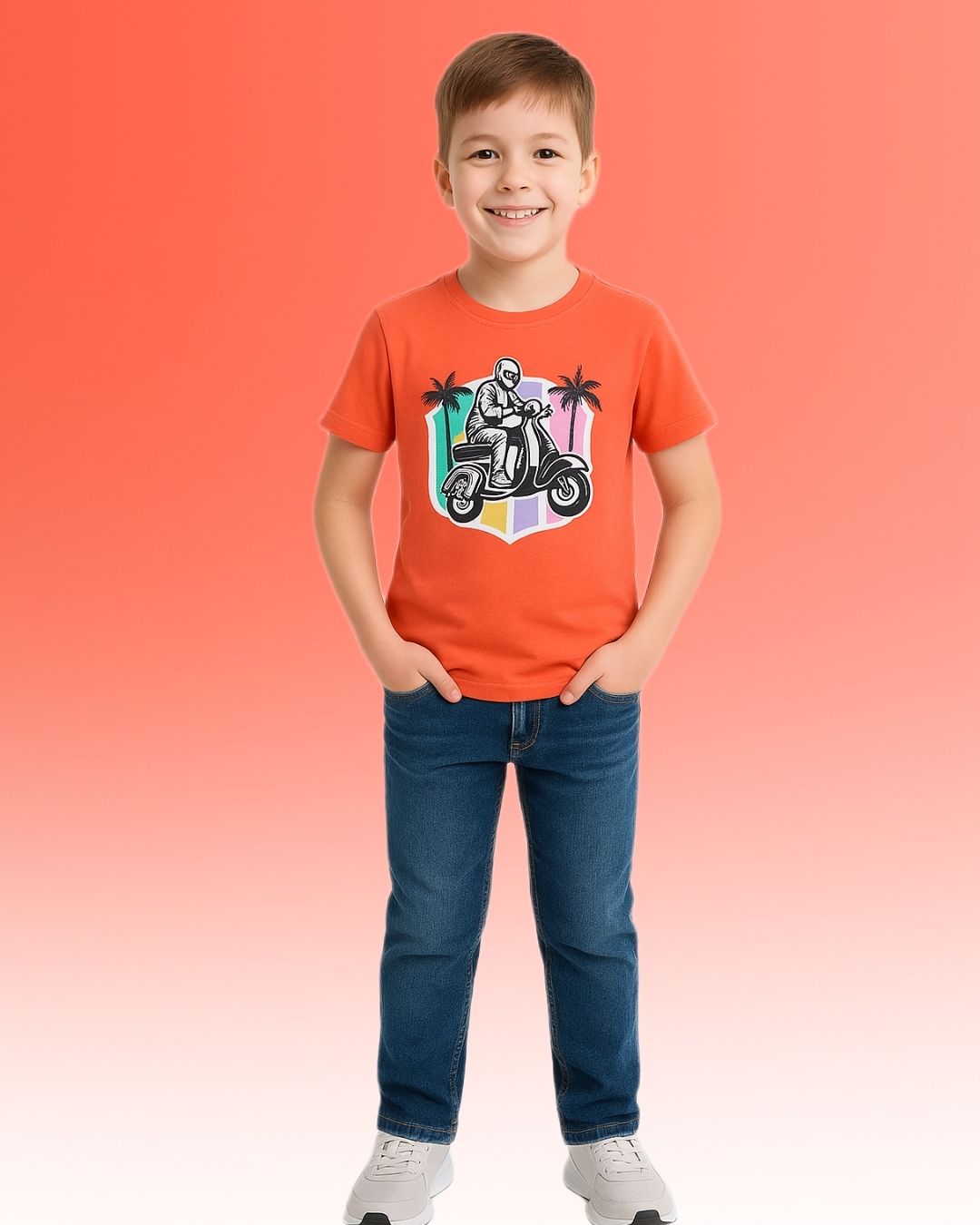 Round Neck Printed Super Combed Cotton T-shirt, (Pack of 3)