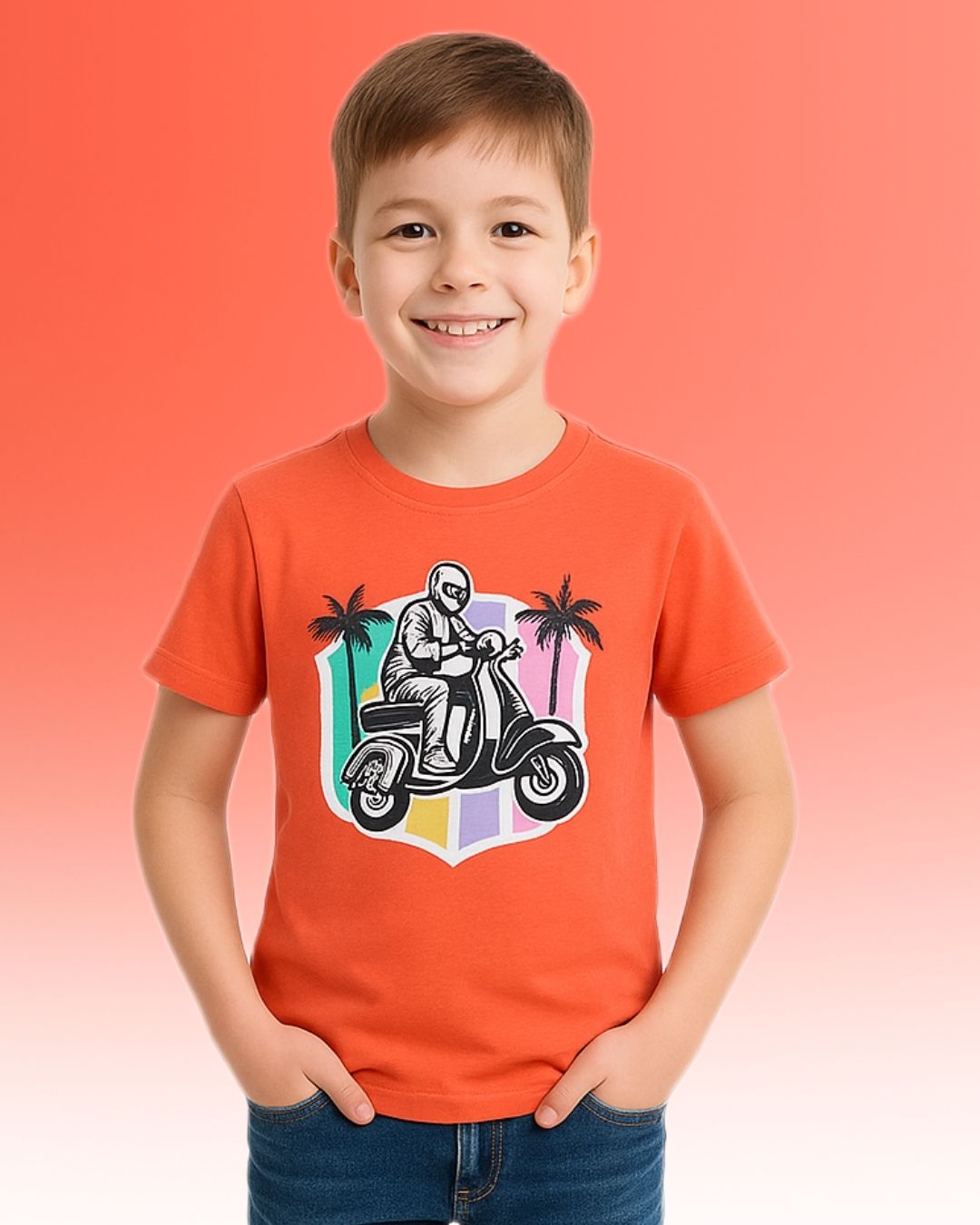 Round Neck Printed Super Combed Cotton T-shirt, (Pack of 3)