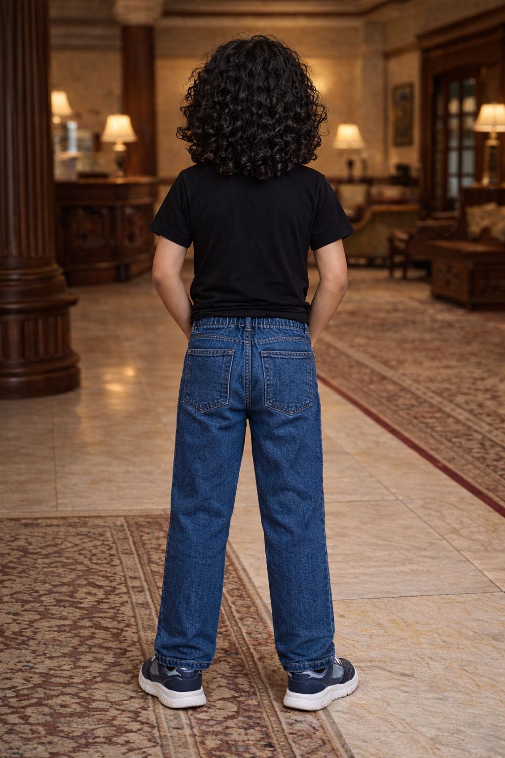 CHILINS Kids Blue Denim Jeans | Elastic Waist Casual Jeans