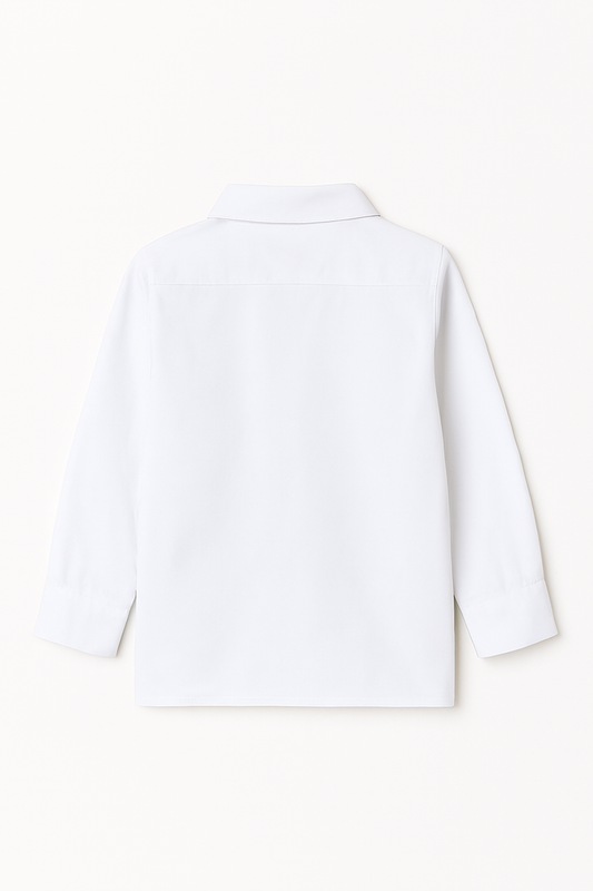 CHILINS Kids White Solid Formal Shirt | Full Sleeve Button-Down Shirt