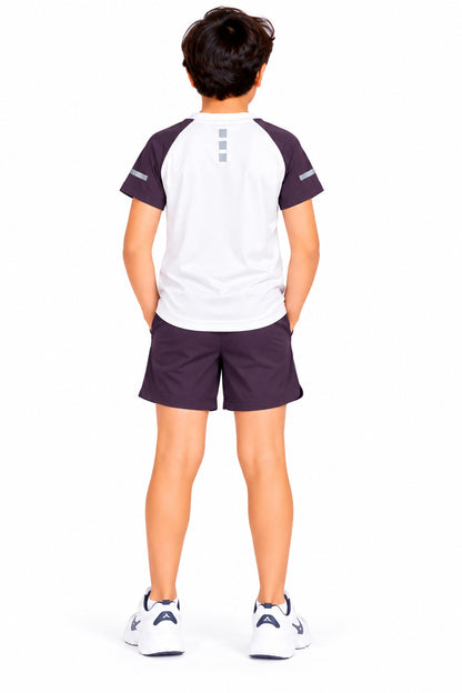 CHILINS Kids White & Black Sports T-Shirt | Boys & Girls | Raglan Sleeves | Active Wear