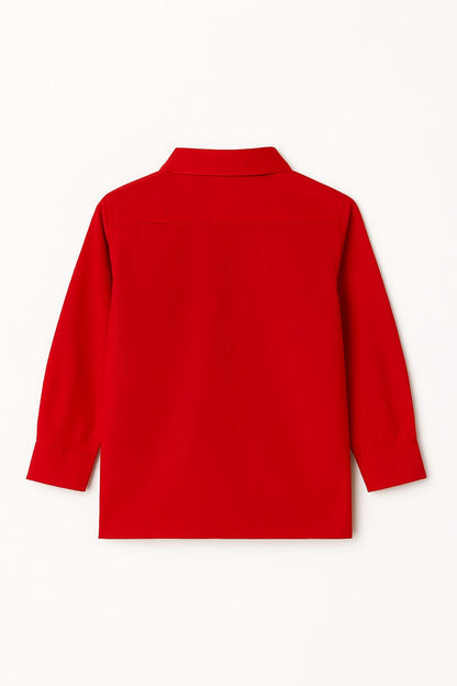 CHILINS Kids Red Solid Formal Shirt | Full Sleeve Button-Down Shirt
