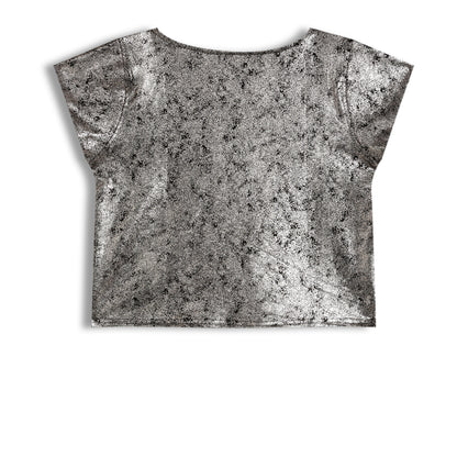 CHILINS Girls Metallic Silver Top | Stylish Party Wear Top for Kids