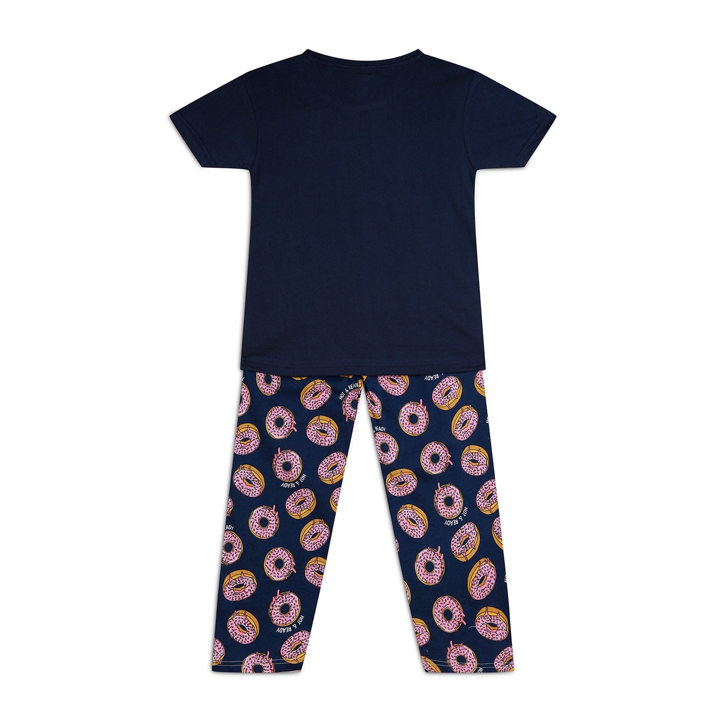 Sleepwear Set | Tshirt Pyjama Pant Set | Nightsuit Set | Girls Cotton Fabric Blue Donut