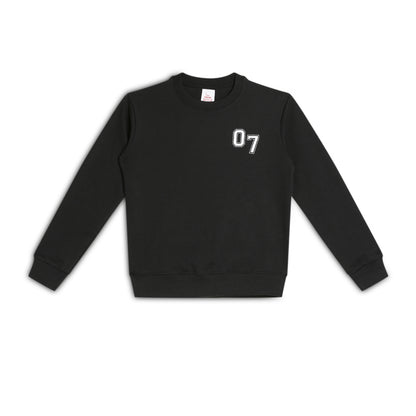 Boys Fleece Printed Round Neck Sweatshirt | Black