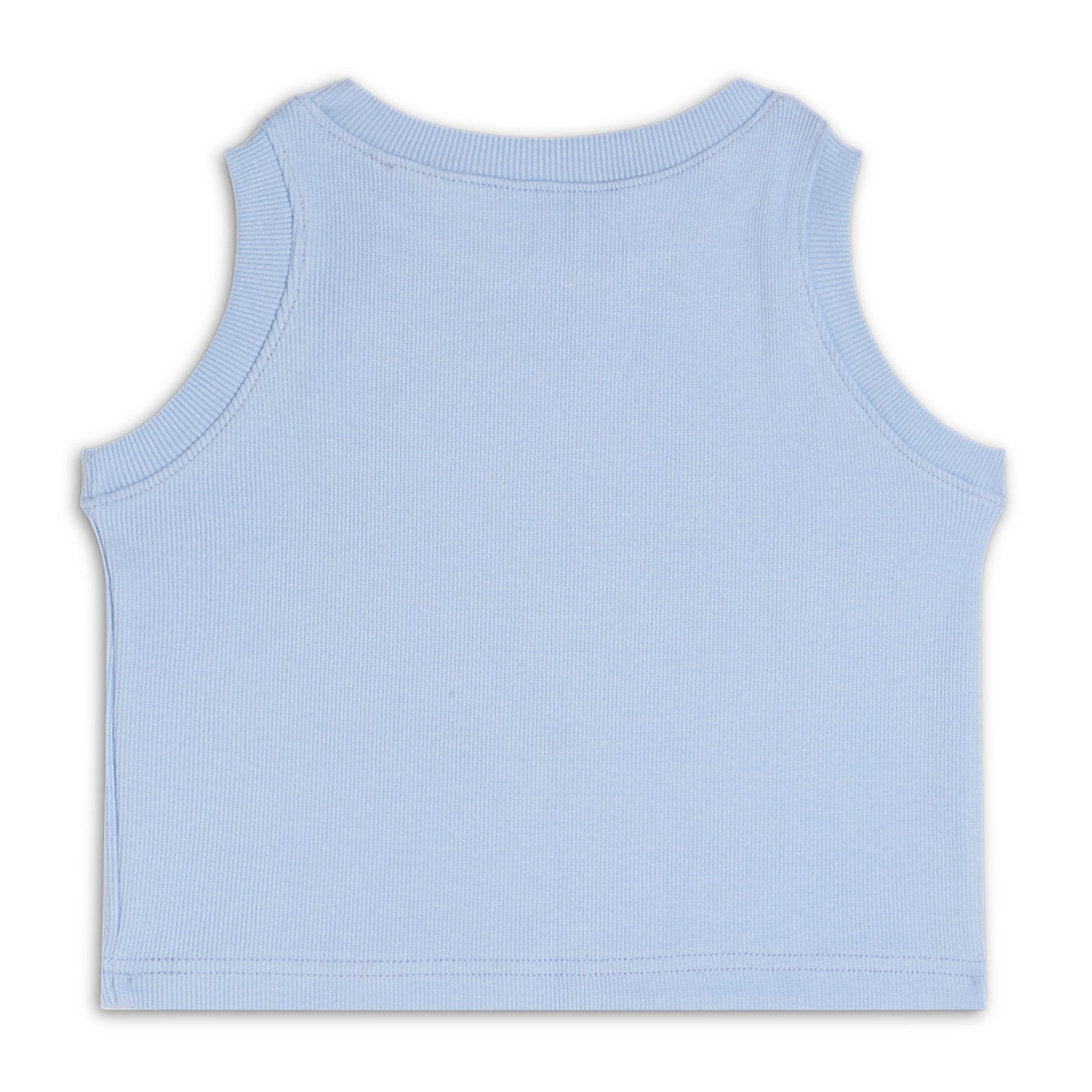 Girl's Solid Crew Neck Ribbed/Knitted Sleeveless Stretchable Slim Fit Crop Tank Top