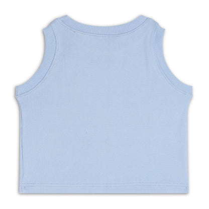 Girl's Solid Crew Neck Ribbed/Knitted Sleeveless Stretchable Slim Fit Crop Tank Top