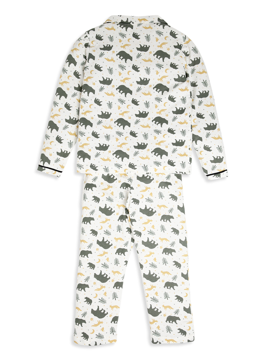 CHILINS Boys Forest Animal Print Night Suit Set | 100% Pure Cotton Full Sleeve Shirt & Pyjama