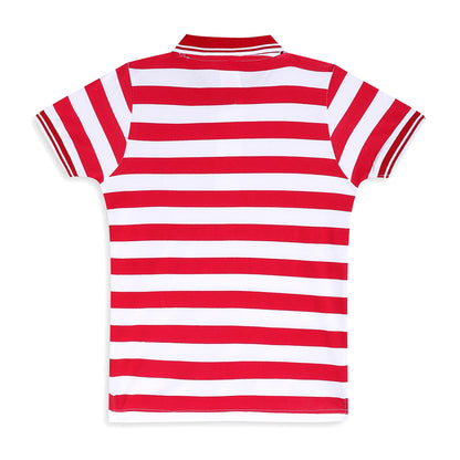 Chilins Kids Striped Polo Tshirt, Color - Red