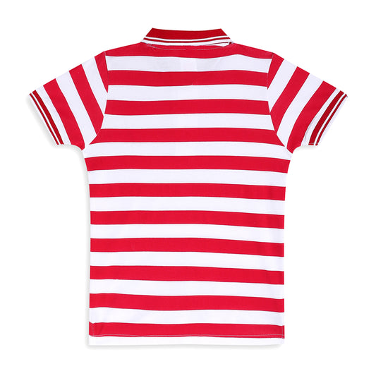 Chilins Kids Striped Polo Tshirt, Color - Red