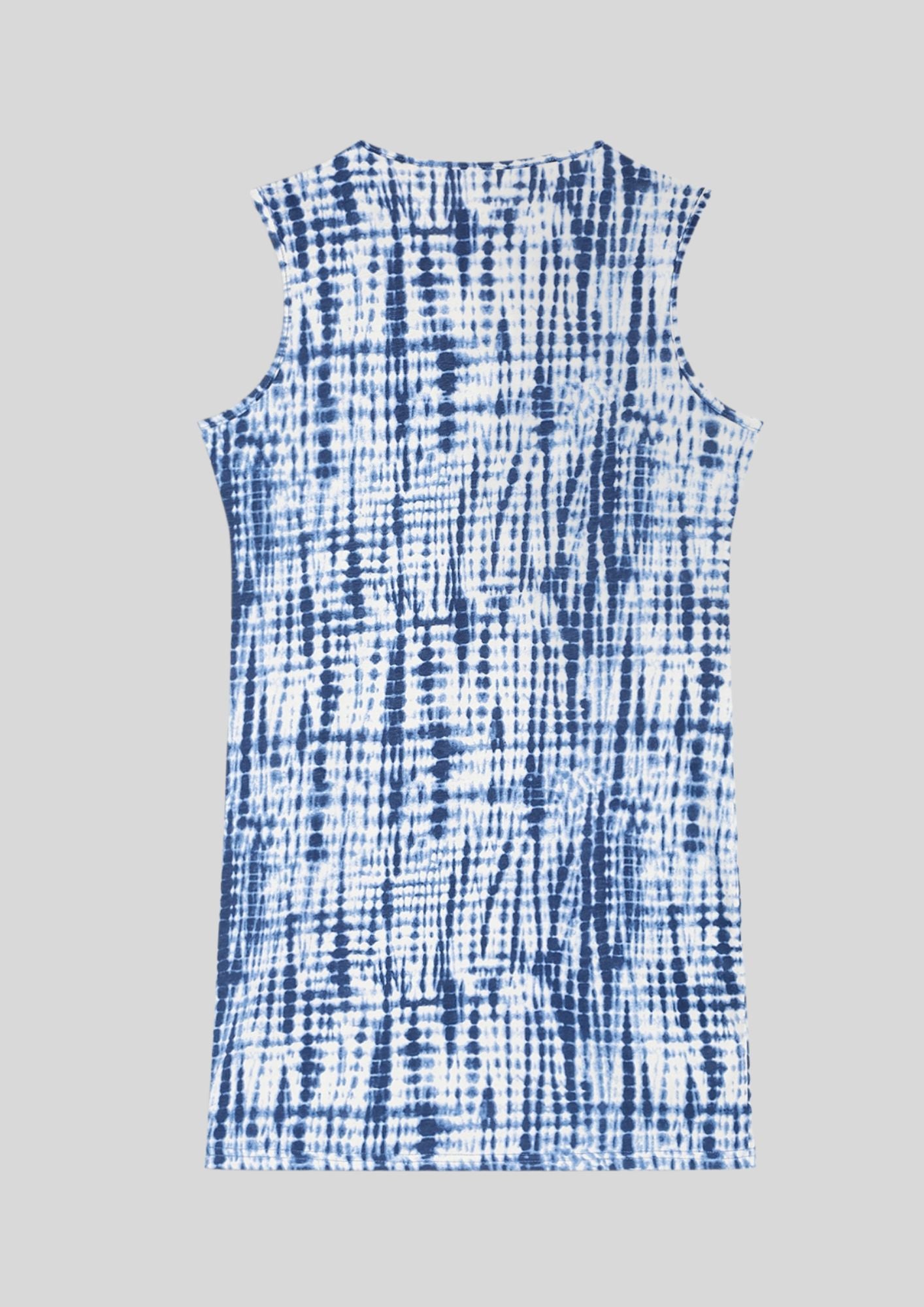 Girls Blue & White Tie‑Dye Sleeveless Dress – Trendy Summer Casual Wear