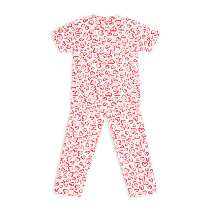 Sleepwear Set | Tshirt Pyjama Pant Set | Nightsuit Set | Boys & Girls Cotton Fabric Red Heart