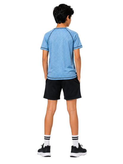 CHILINS Unisex Kids Blue Short Sleeve Sports T-Shirt