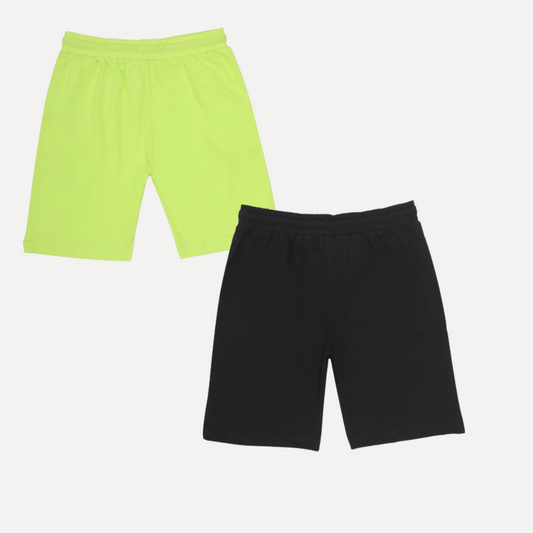 Kids Cotton Shorts Black & Green