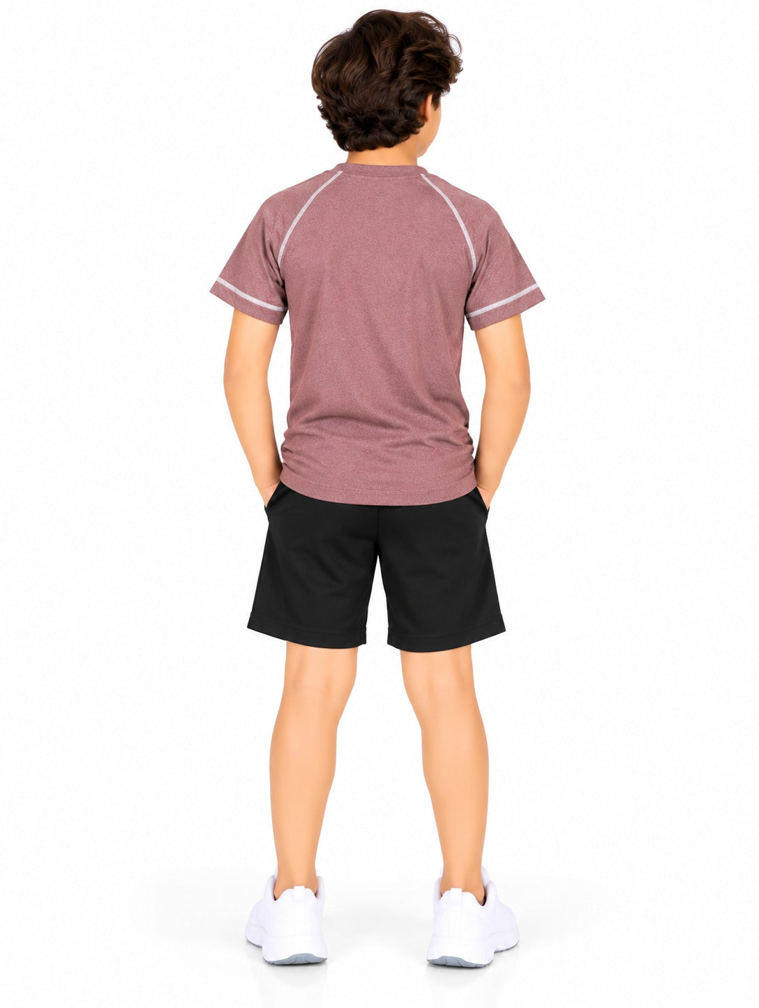 CHILINS Kids Dusty Rose Sports T-Shirt | Boys & Girls | Raglan Sleeves | Textured Active Wear
