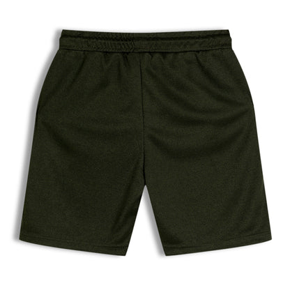 CHILINS Kids Dry Fit Sports Shorts | Dark green Activewear Shorts with Drawstring