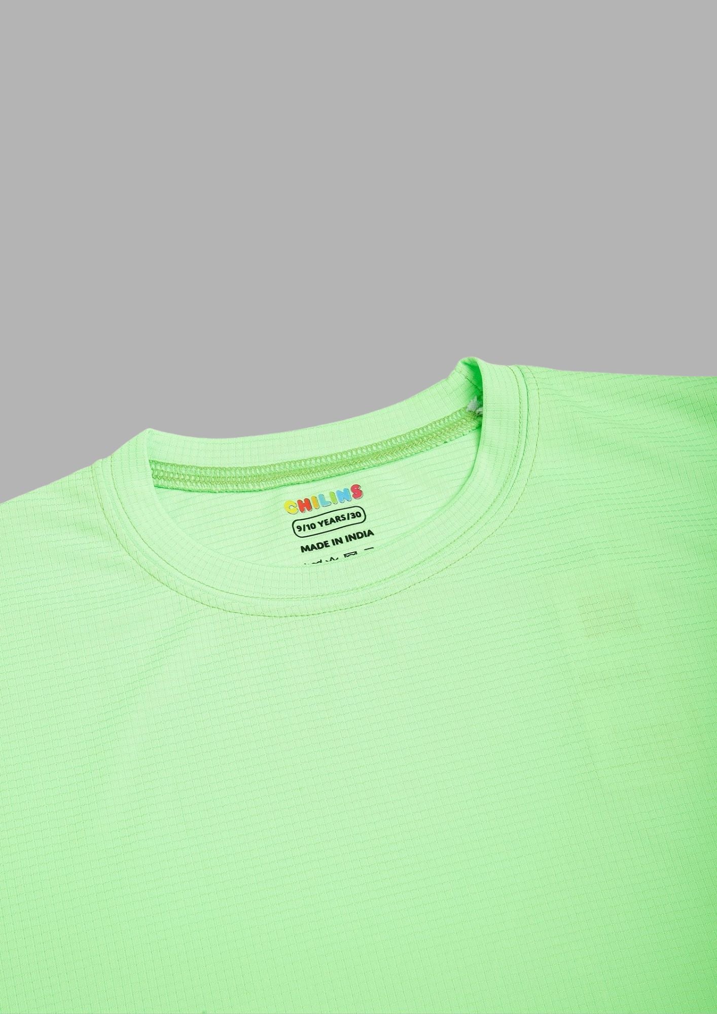 CHILINS Kids’ Light Green Dry‑Fit Sports T‑Shirt – Activewear for School & Outdoor Sports