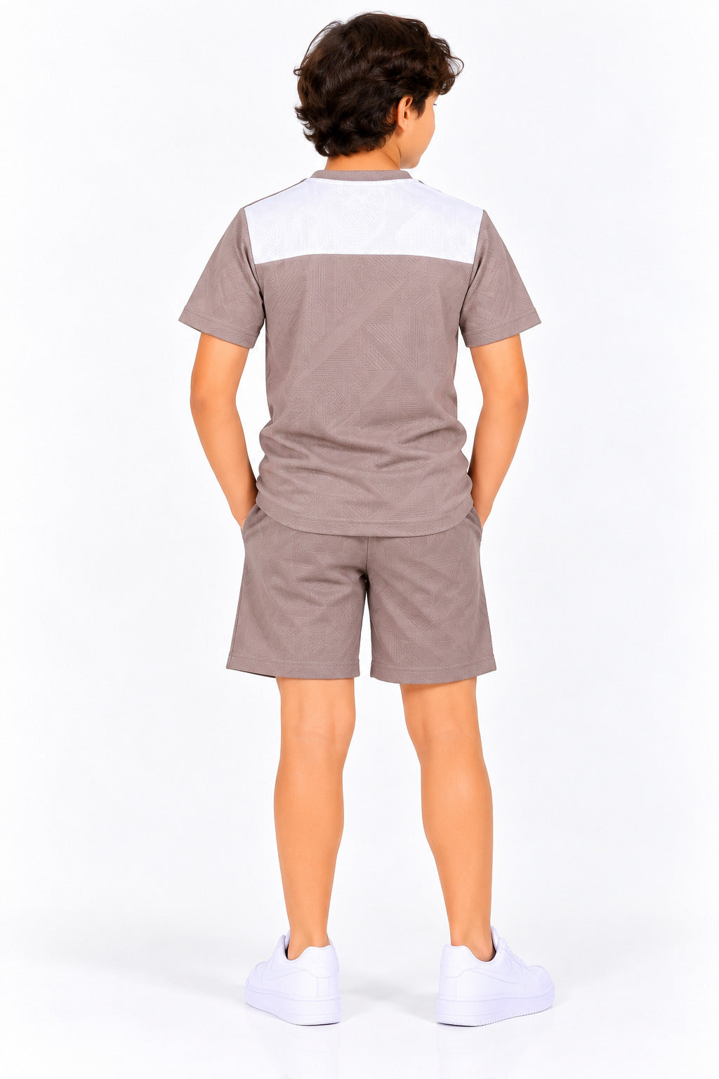CHILINS Unisex Kids Light Brown & White Short Sleeve Sports T-Shirt for Boys & Girls