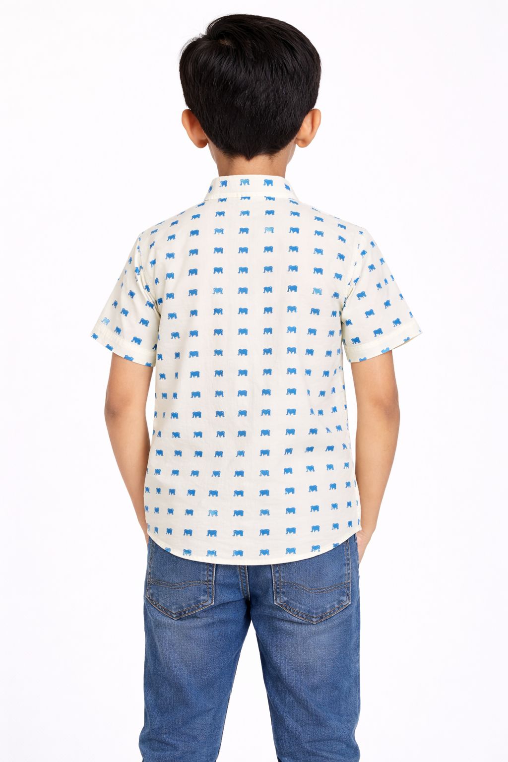 CHILINS Boys Cotton Printed Shirt with Mandarin Collar – Casual Wear