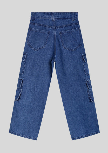 CHILINS Kids’ Blue Baggy Jeans with Logo T‑Shirt – Trendy Casual Wear for Boys