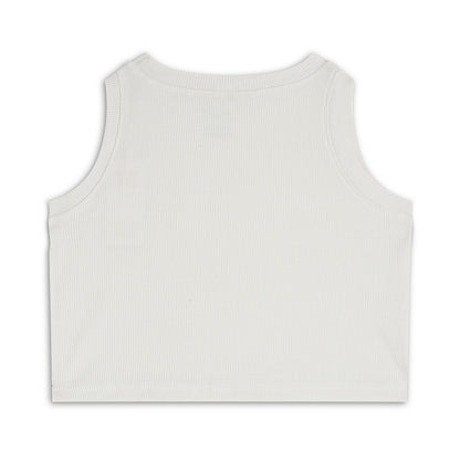 Girl's Solid Crew Neck Ribbed/Knitted Sleeveless Stretchable Slim Fit Crop Tank Top