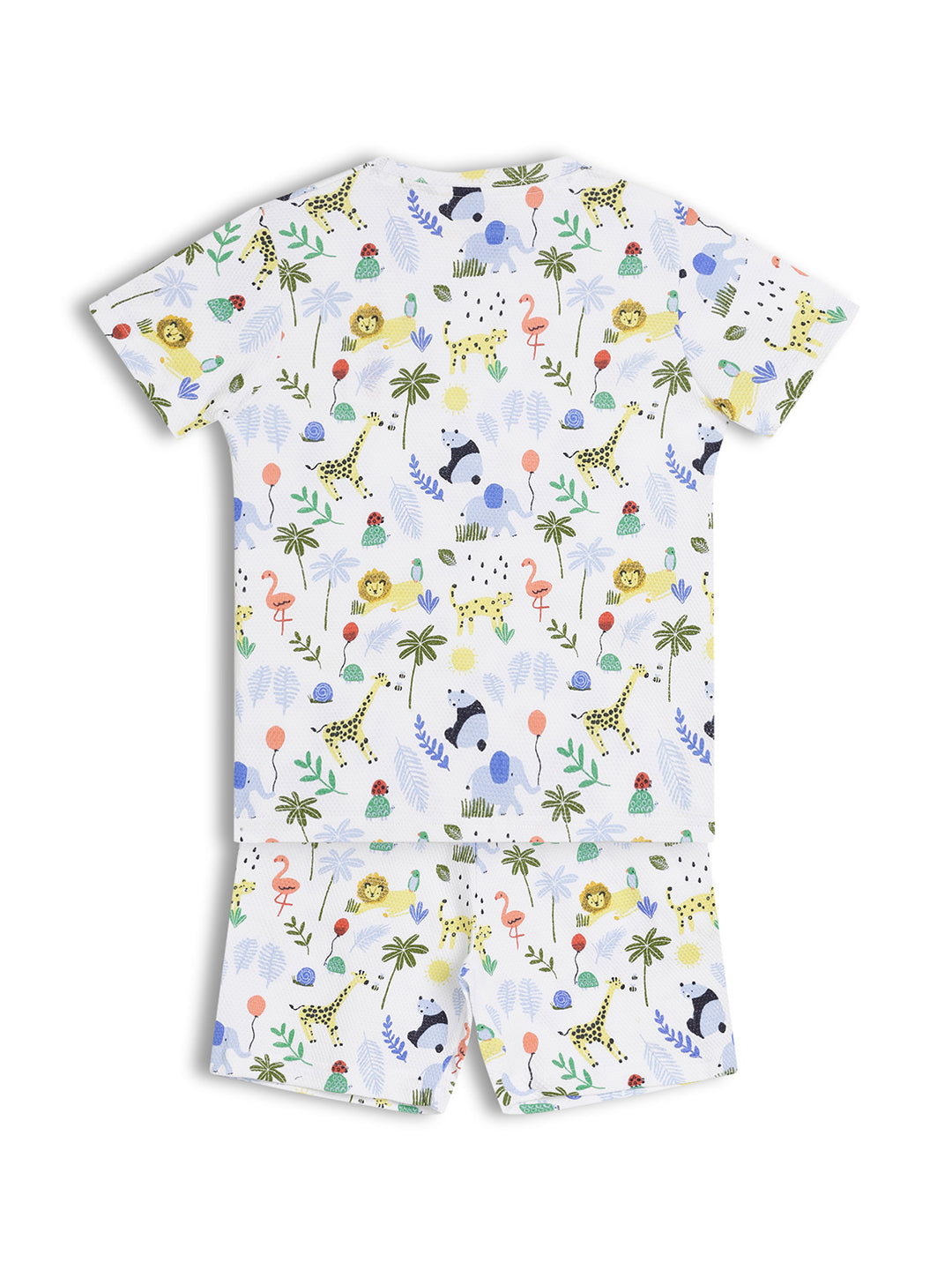CHILINS Kids Pure Cotton Printed T-Shirt & Shorts Set | Jungle Animal Print Co-Ord Set