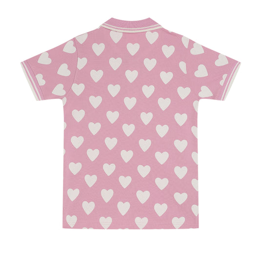 Chilins Kids Polo Tshirt, Color - Pink Heart