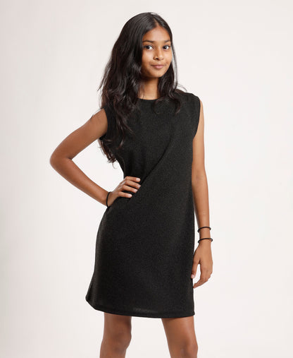 Girls Black Minimal Sleeveless Dress | Everyday Casual to Party Wear