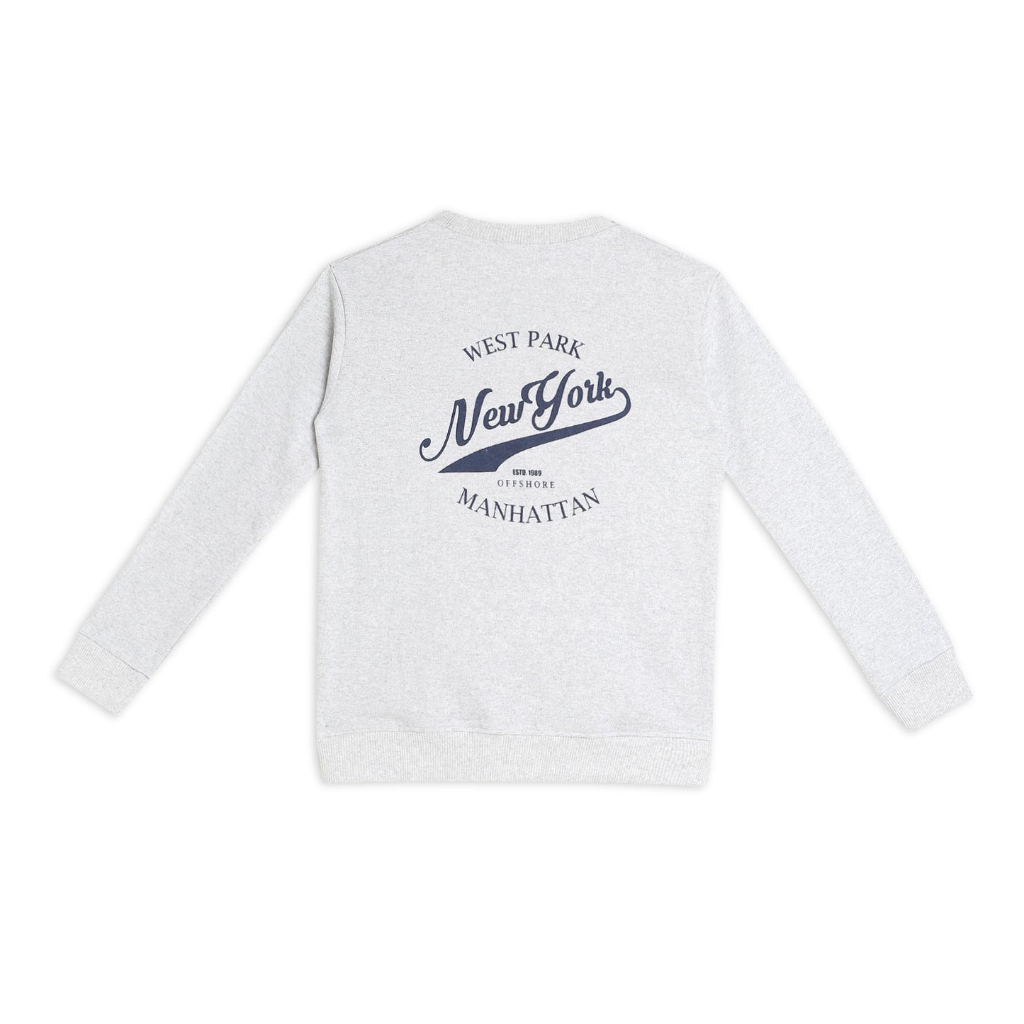 Boys Fleece Printed Round Neck Sweatshirt | Grey Milange