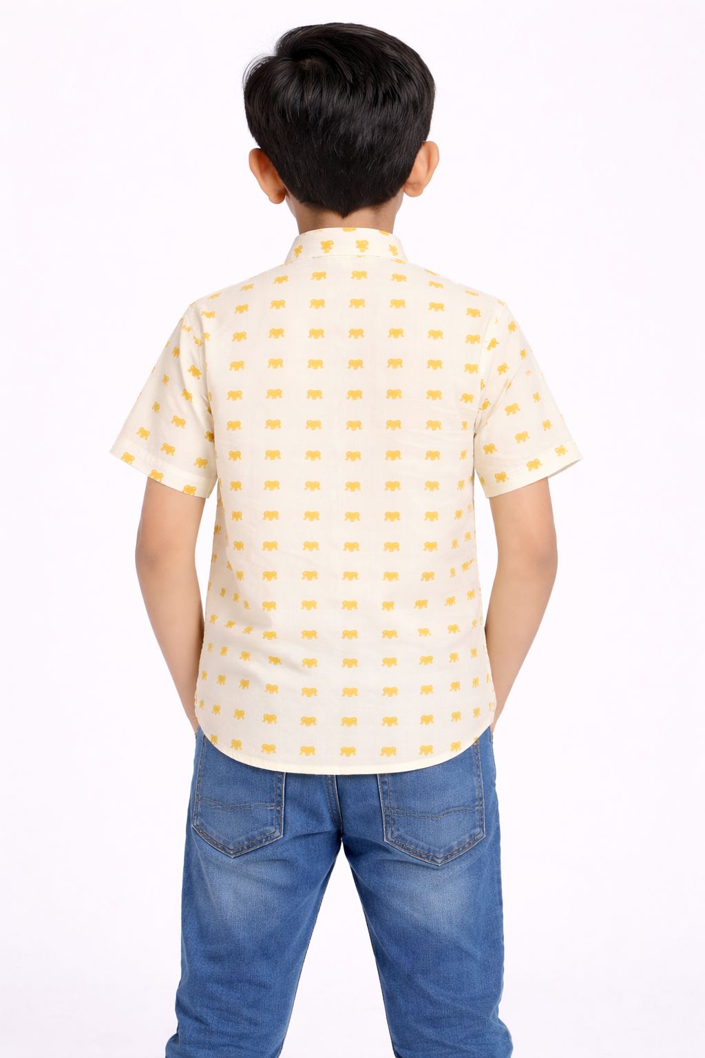 CHILINS Boys Cotton Printed Shirt with Mandarin Collar – Casual Wear