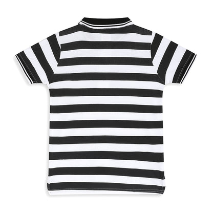 Chilins Kids Striped Polo Tshirt, Color - Black