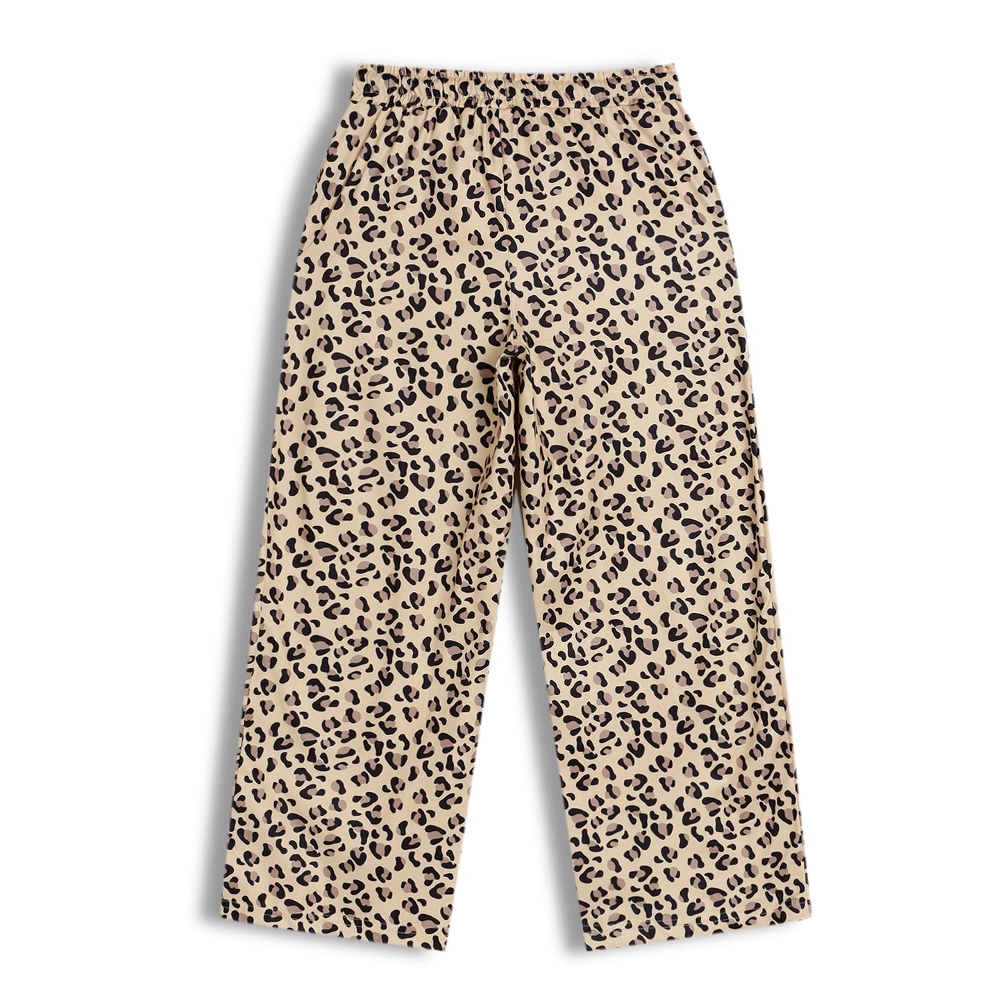 CHILINS Girls Printed Lycra Spun Palazzo | Beige Leopard Print Palazzo Pants