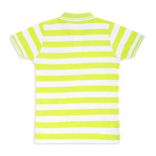 Chilins Kids Striped Polo Tshirt, Color - Green