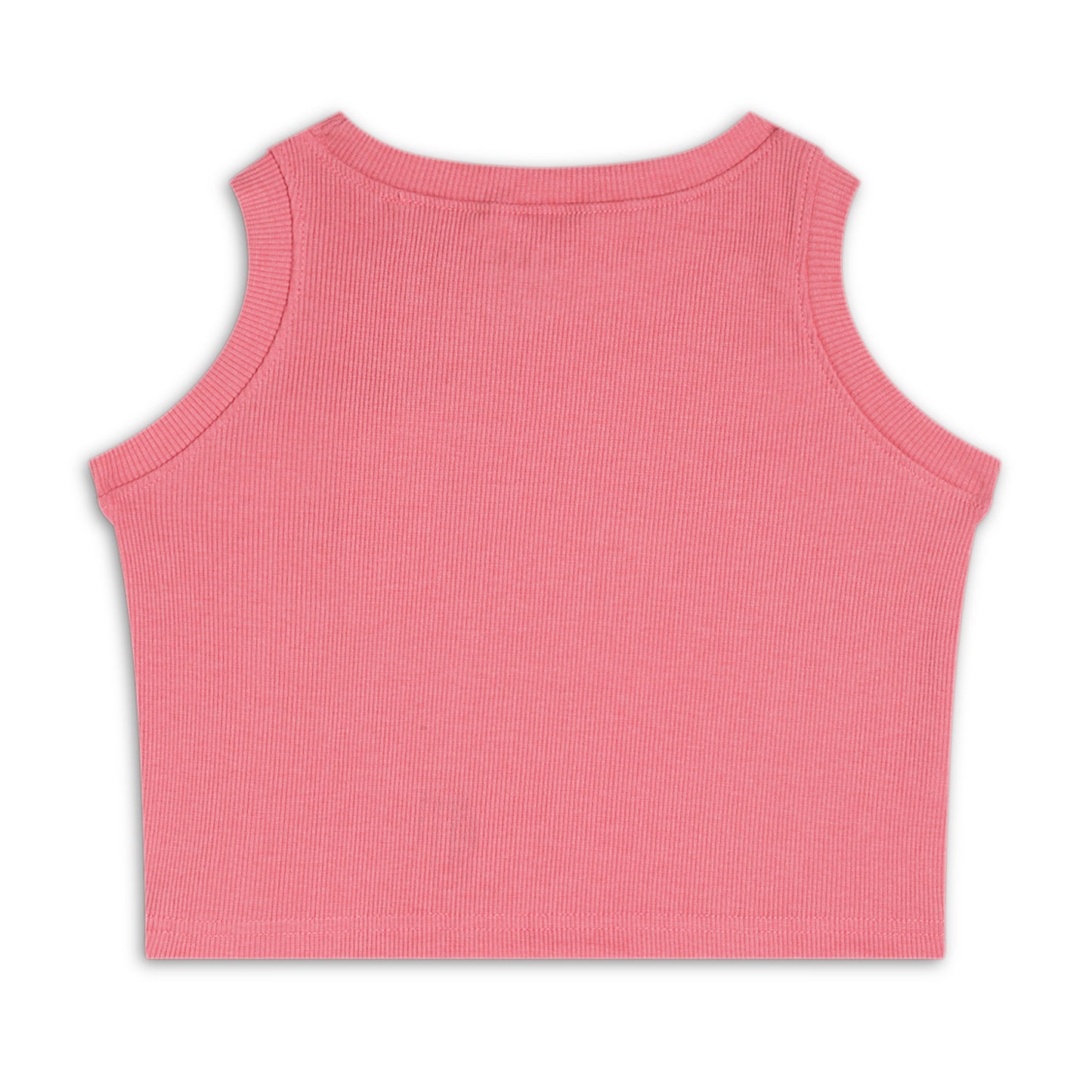 Girl's Solid Crew Neck Ribbed/Knitted Sleeveless Stretchable Slim Fit Crop Tank Top