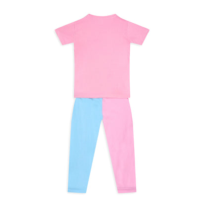 Girls Cotton Tshirt Pajama Set Knit Half Sleeves