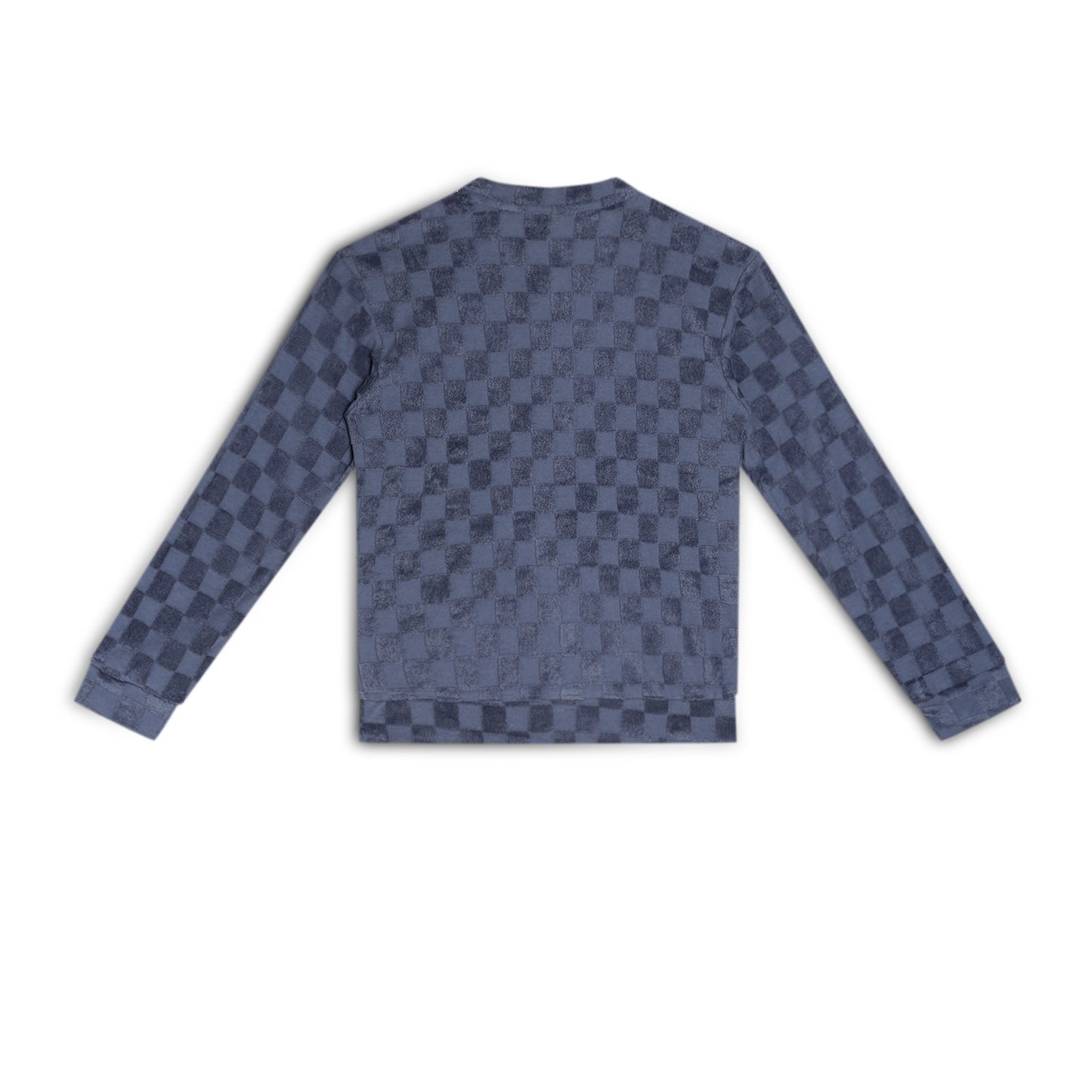 Girls Self Design Velvet Party Jacket with Zipper – Blue (Without Hood)