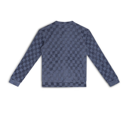 Girls Self Design Velvet Party Jacket with Zipper – Blue (Without Hood)