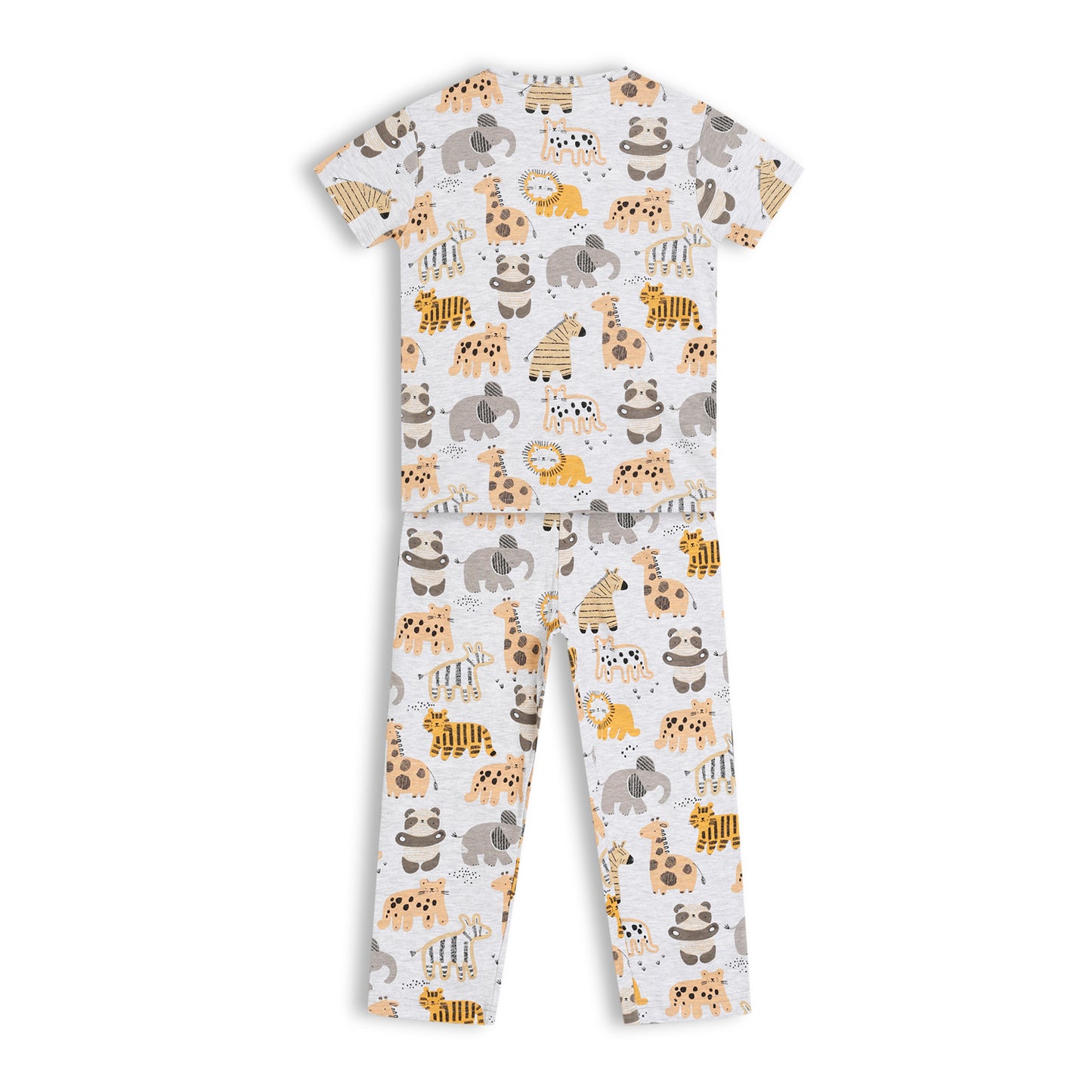 CHILINS Kids Pure Cotton Printed T-Shirt & Pyjama Set | Animal Print Nightwear Set