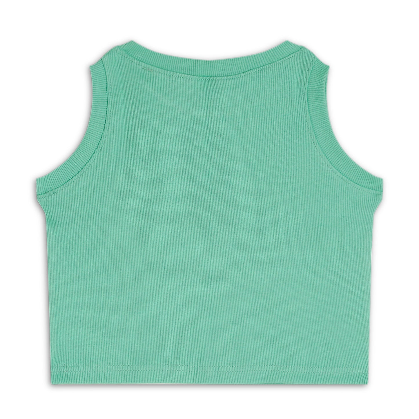 Girl's Solid Crew Neck Ribbed/Knitted Sleeveless Stretchable Slim Fit Crop Tank Top