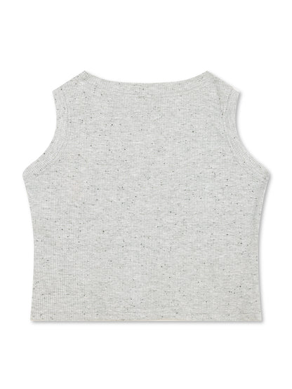 CHILINS Girls Grey Ribbed Cotton Crop Top Stylish & Comfortable Kidswear