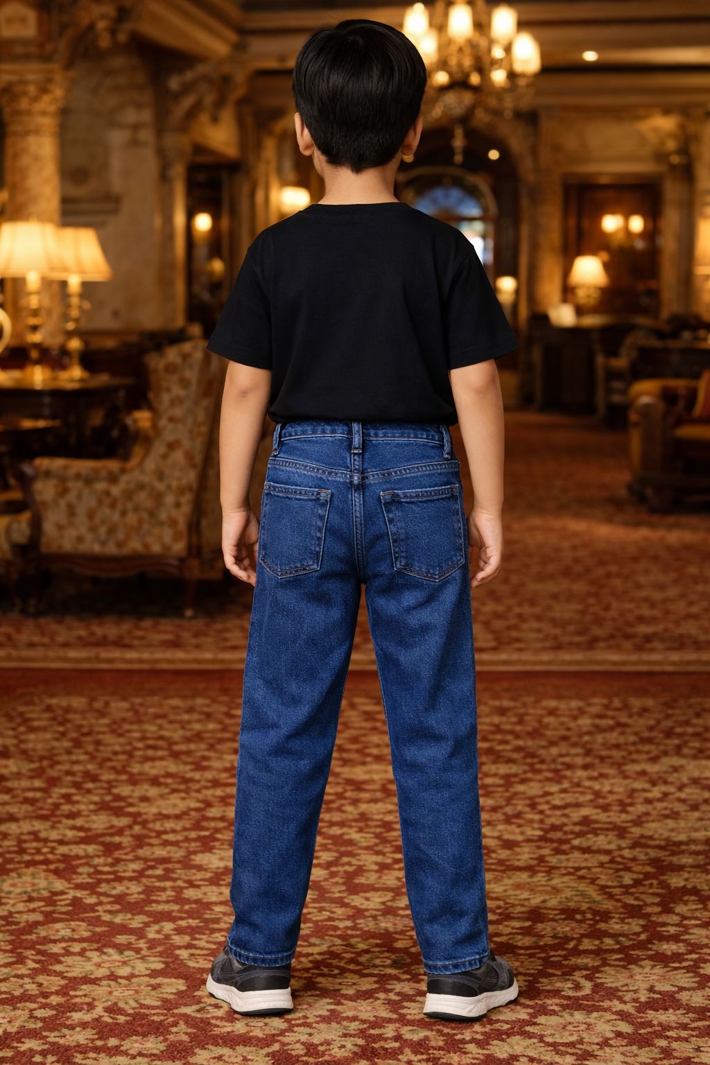 CHILINS Kids Blue Denim Jeans | Button Closure Regular Fit Jeans