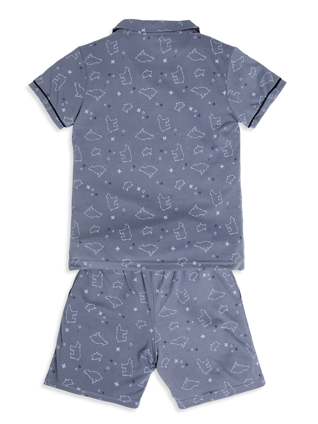 CHILINS Boys Polar Bear Print Night Suit Set | 100% Pure Cotton Half Sleeve Shirt & Shorts