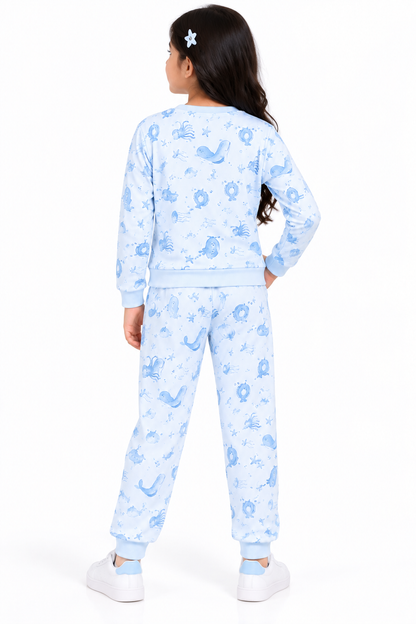 CHILINS Boys & Girls Blue Printed Co-Ord Set