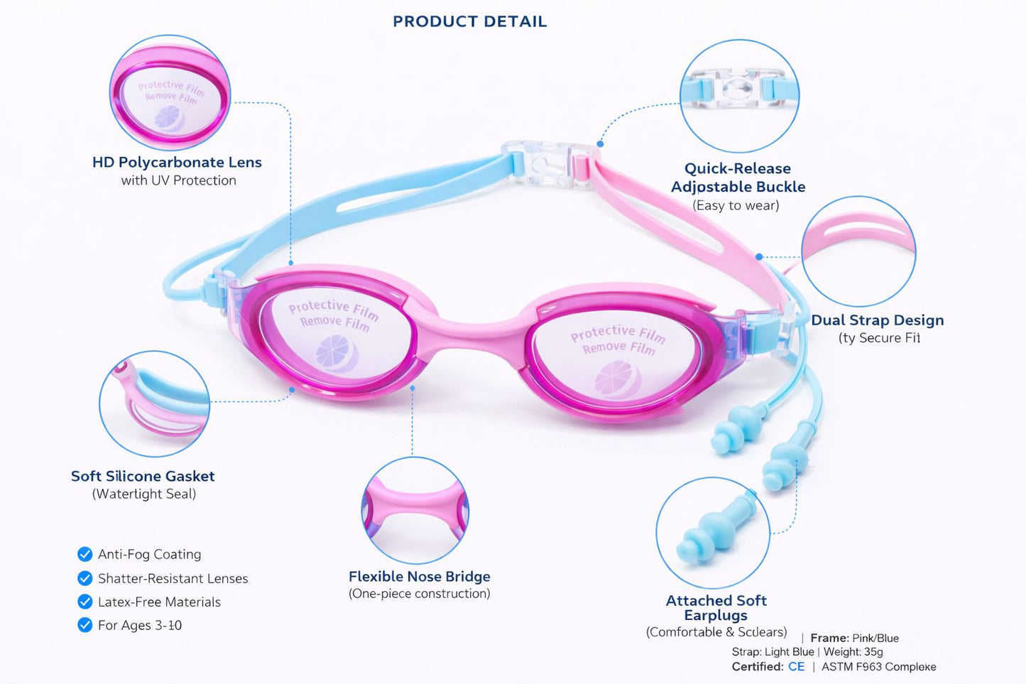 Swimming Goggles for Kids Boys Girls