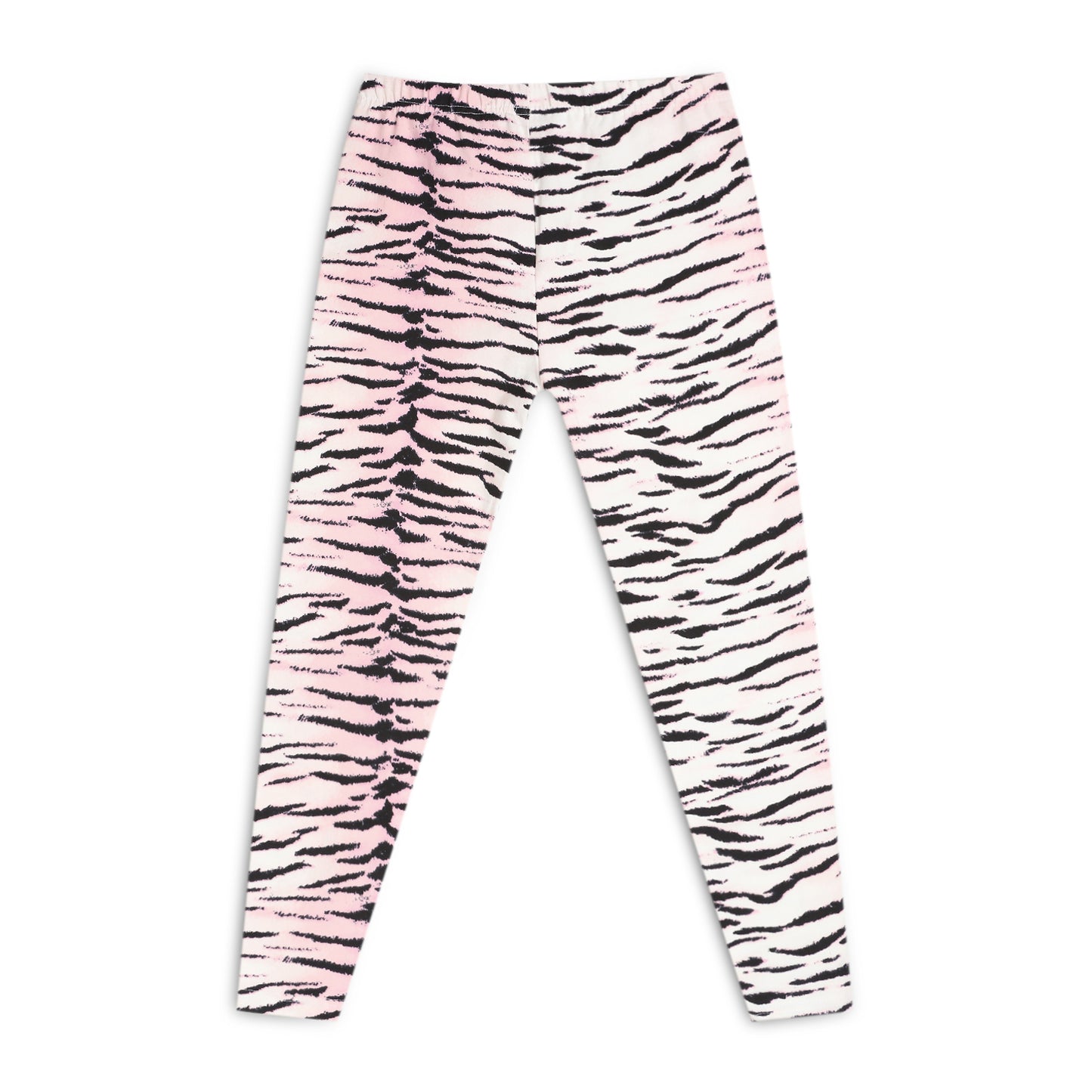 Poly lycra Printed Leggings for Girls Pink