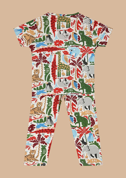 CHILINS Kids’ Animal Print Cotton Shirt & Shorts Set – 100% Pure Cotton Outdoor Wear