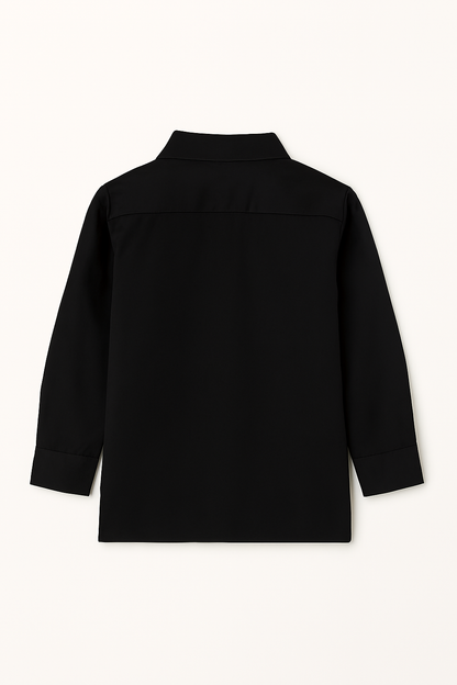 CHILINS Kids Black Solid Formal Shirt | Full Sleeve Button-Down Shirt