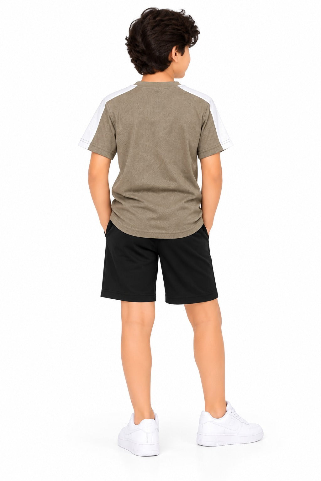 CHILINS Unisex Kids Olive Green & White Short Sleeve Sports T-Shirt for Boys & Girls