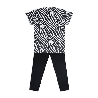 Sleepwear Set | Tshirt Pyjama Pant Set | Nightsuit Set | Boys & Girls Cotton Fabric Black